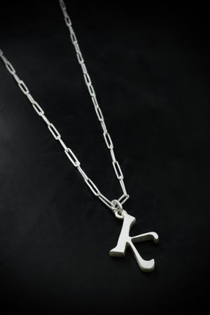 Initial charm necklace - silver