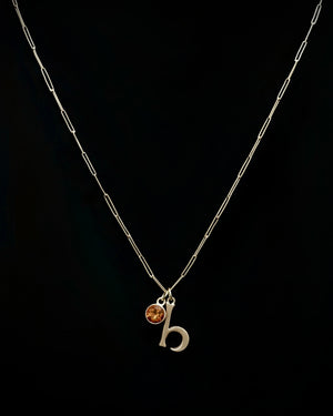 Initial and citrine charm necklace - 18ct gold