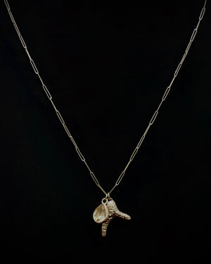 Repoussé coral and citrine teardrop necklace - 18ct gold