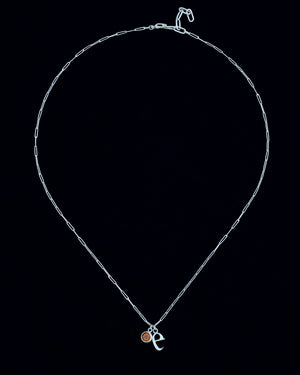 Initial and citrine charm necklace - silver