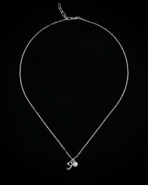 Initial and citrine charm necklace - silver