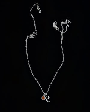 Initial and citrine charm necklace - silver