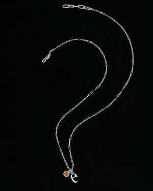 Initial and citrine charm necklace - silver