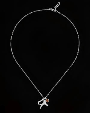 Initial, citrine and coral charm necklace - silver