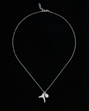 Repoussé coral and citrine teardrop necklace - silver