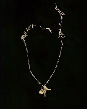 Repoussé coral and citrine teardrop necklace - 18ct gold