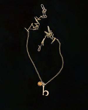 Initial and citrine charm necklace - 18ct gold