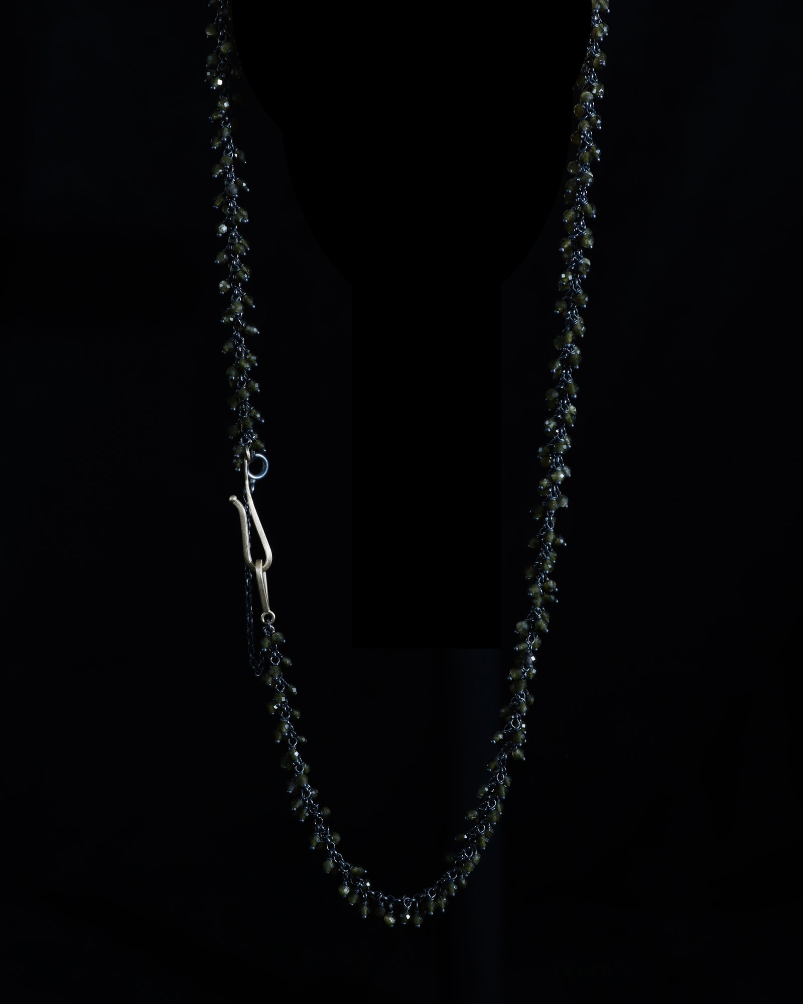 Golden Obsidian cluster long necklace