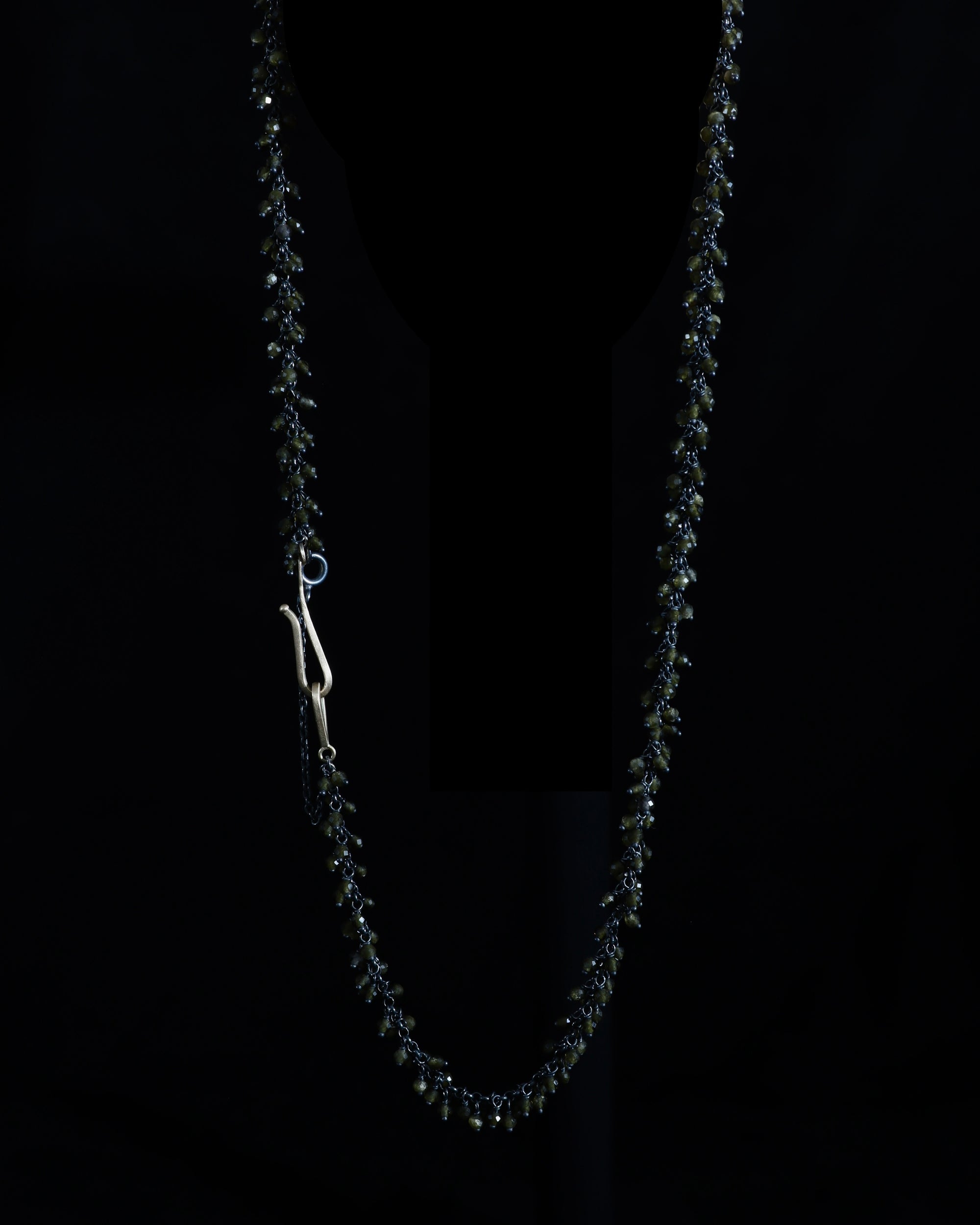 Golden Obsidian cluster long necklace