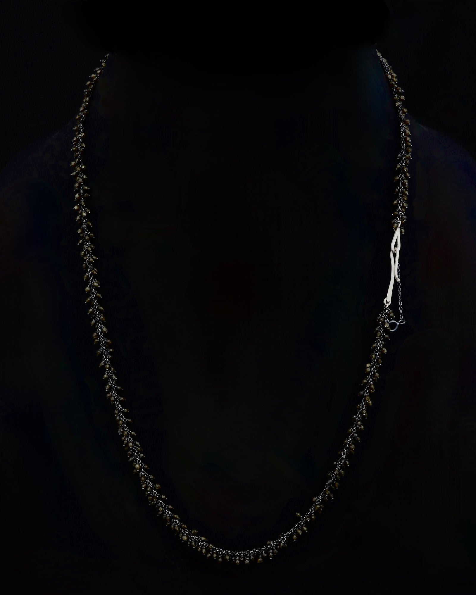 Golden Obsidian cluster long necklace