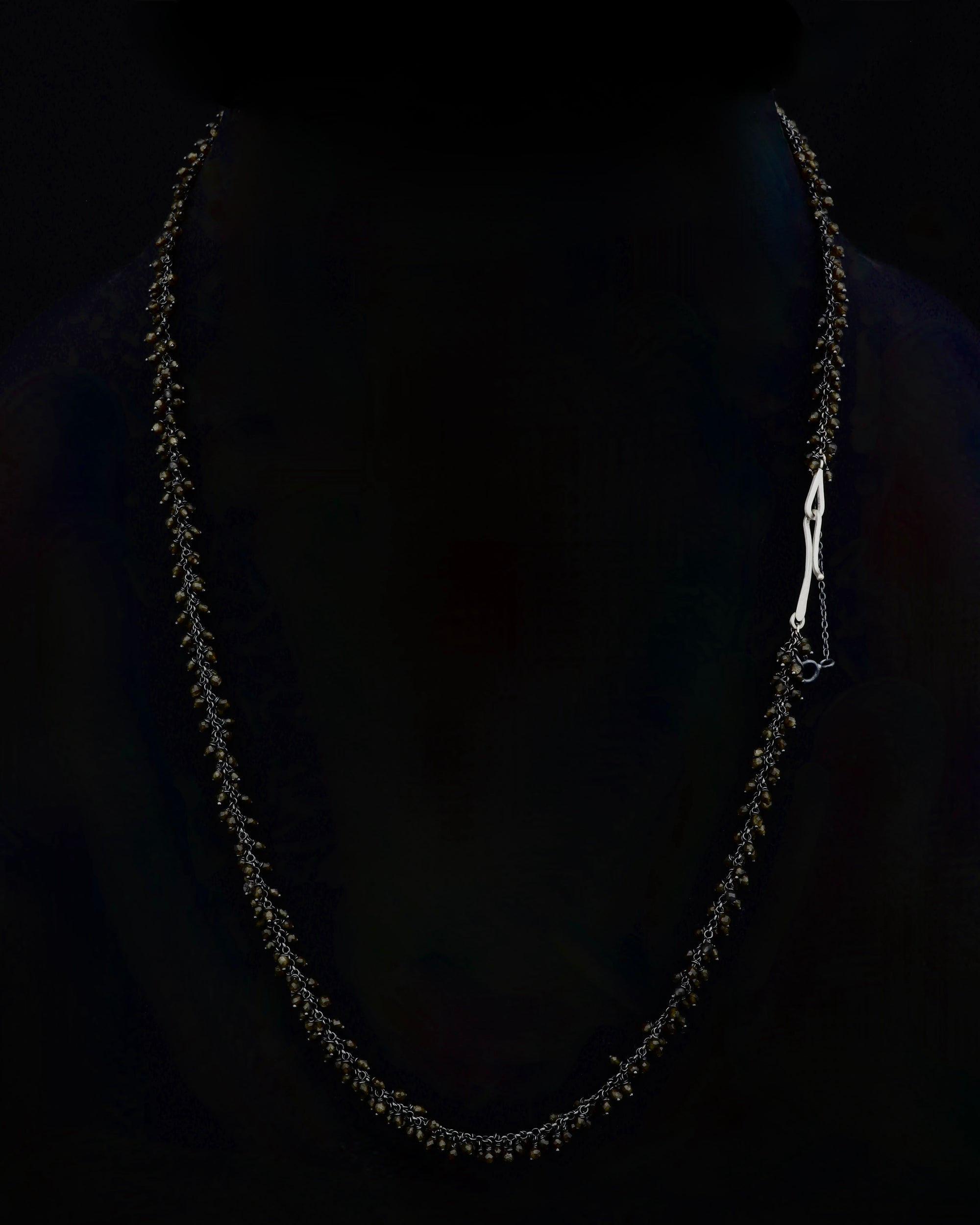 Golden Obsidian cluster long necklace