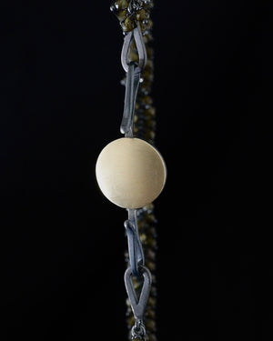 Golden Obsidian Sun Moon disc necklace