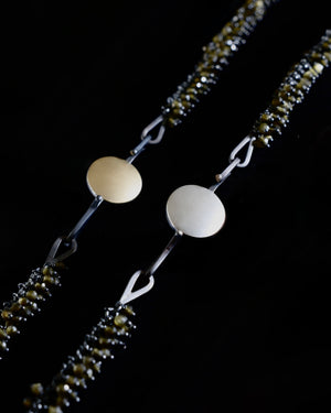 Golden Obsidian Sun Moon disc necklace