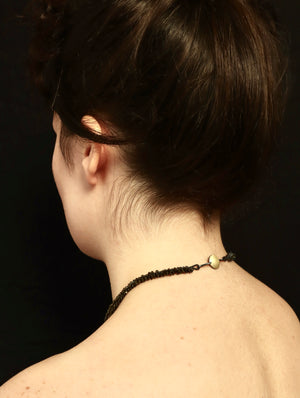 Golden Obsidian Sun Moon disc necklace