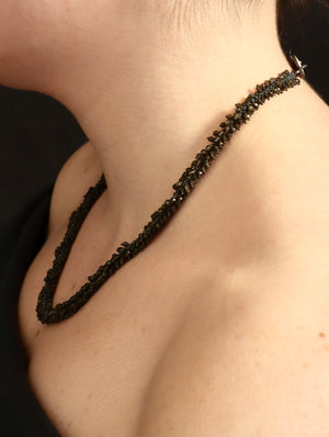 Golden Obsidian Sun Moon disc necklace