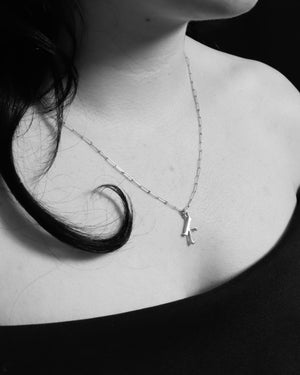 Initial charm necklace - silver