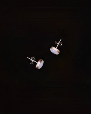 Mother of Pearl 18ct gold and silver seed earrings