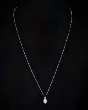 Mother of Pearl 18ct gold and silver seed necklace
