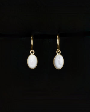Mother of Pearl 18ct gold seed drop earrings