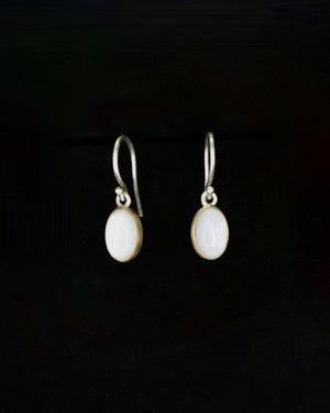Mother of Pearl 18ct gold and silver seed drop earrings